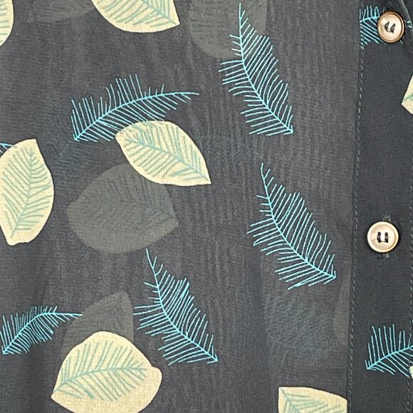 NWT Simply Noelle Sheer Button Down Tab-Sleeve Leaf Blouse Midnight Blue Sz XXL - Picture 8 of 14